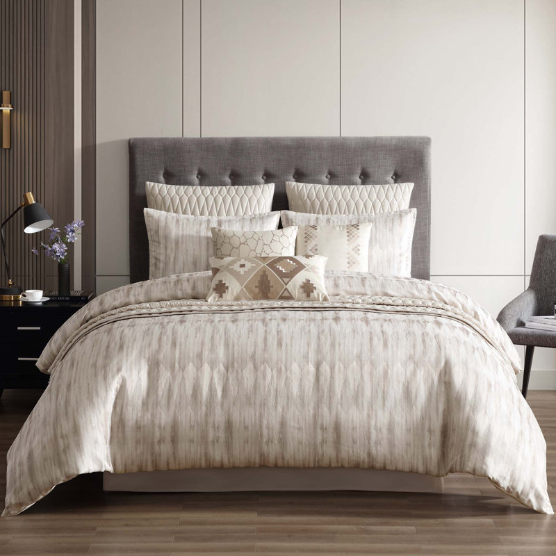 Ensemble d'édredon pour grand lit 10 pièces Milan brun clair Milan