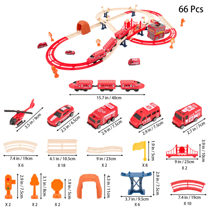 66pcs DIY Fire Rescue Train Toy Set for Kids
