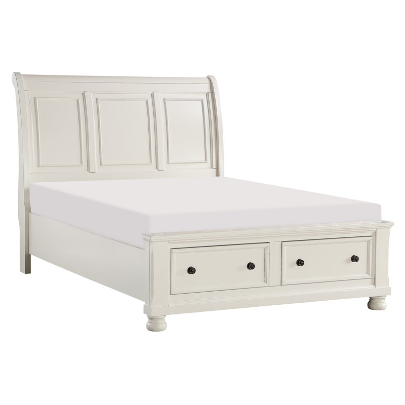 Tynemouth Sleigh Storage Bed, Queen, White Sand Through