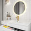 Meuble-lavabo mural blanc brillant ultrabrillant de 36 po avec tiroirs doubles, système de fermeture en douceur, lavabo en céramique, longue poignée en métal