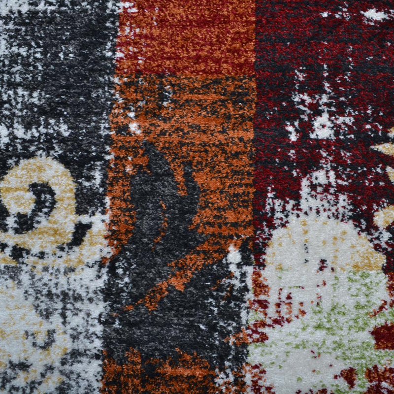 Tapis Housel pour le salon: Tapis lavable Vintage - Tapis en polypropylène tissé à la machine à motif abstrait: Multicolore - Tapis de salon | Tapis lavables à la machine, tapis antidérapant pour plancher intérieur résistant aux taches