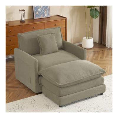 41.3" Modern Sofa Modular Sofa Couch Upholstered Corduroy L-Shape Sectional Sofa with Side Storage Pockets for Living Room, Brown