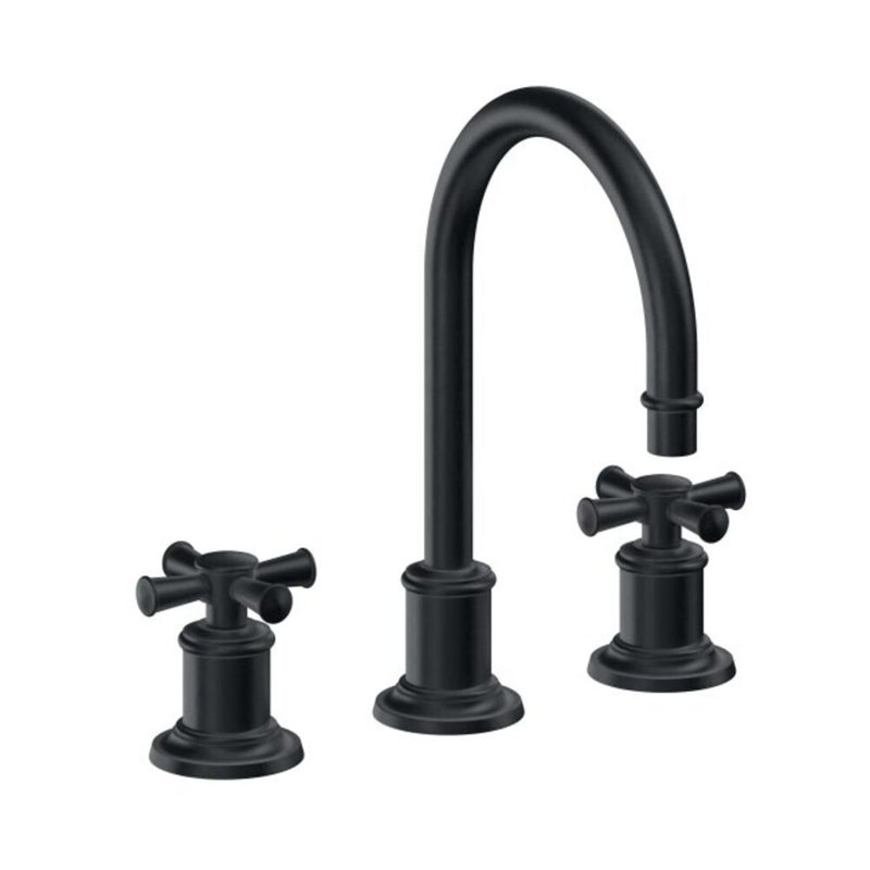 Miramar Widespread Faucet 2-Handle Bathroom Faucet, Carbon, Cross Handle