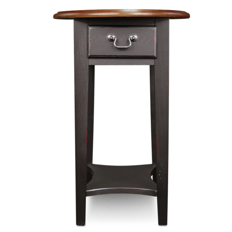 Oval Solid Wood Side Table, Slate