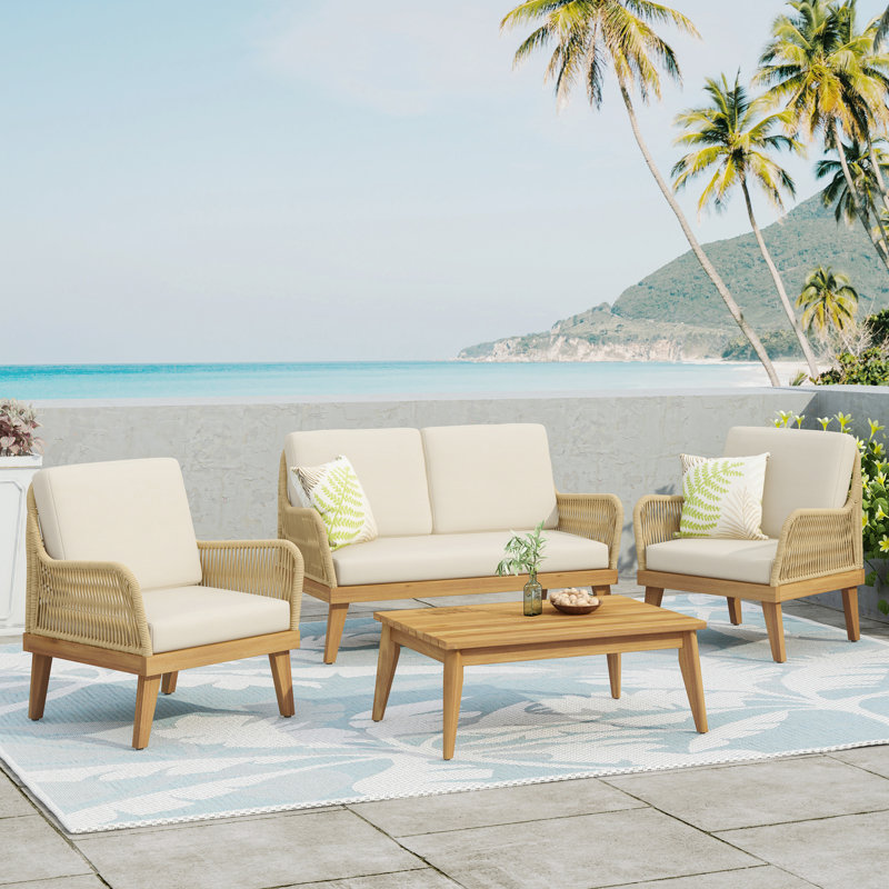 Ensemble de conversation_Causeuse, table basse et 2 fauteuils club