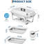 4pcs 8QT Buffet Servers and Warmers Set with Lid & Foldable Frame, Rectangular Stainless Steel Chafer Food Warmer for Parties Wedding Catering Supplies, Silver