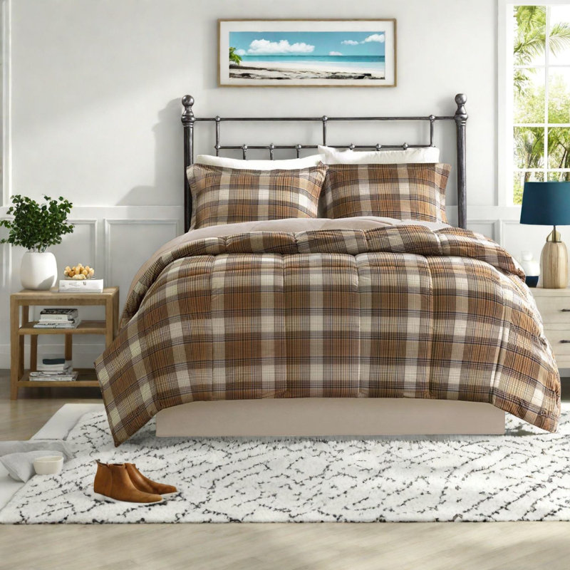Ensembles de literie en microfibre durable, motif écossais rustique, confort de cabine confortable
