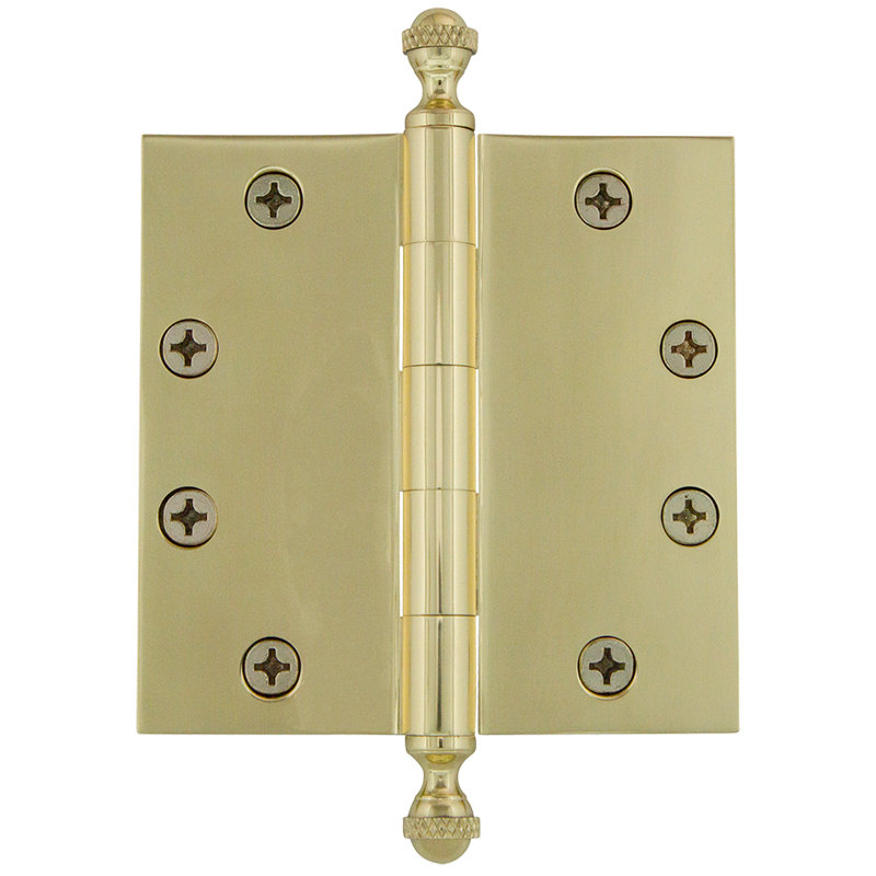 4.5'' x 4.5'' Brass Butt Bearing Hinge, Unlacquered Brass