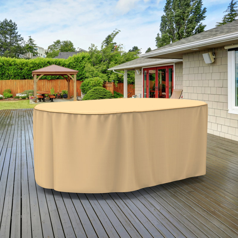 Eduardo Outdoor Oval Patio Table Cover, 28" H x 42" W x 72" D