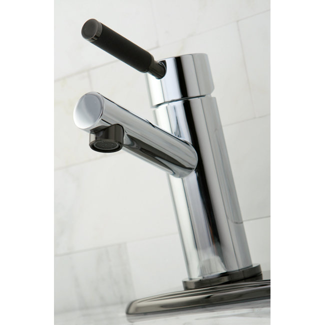 Water Onyx Centerset Bathroom Faucet with Brass Pop-Up, Polished Chrome/Black Nickel