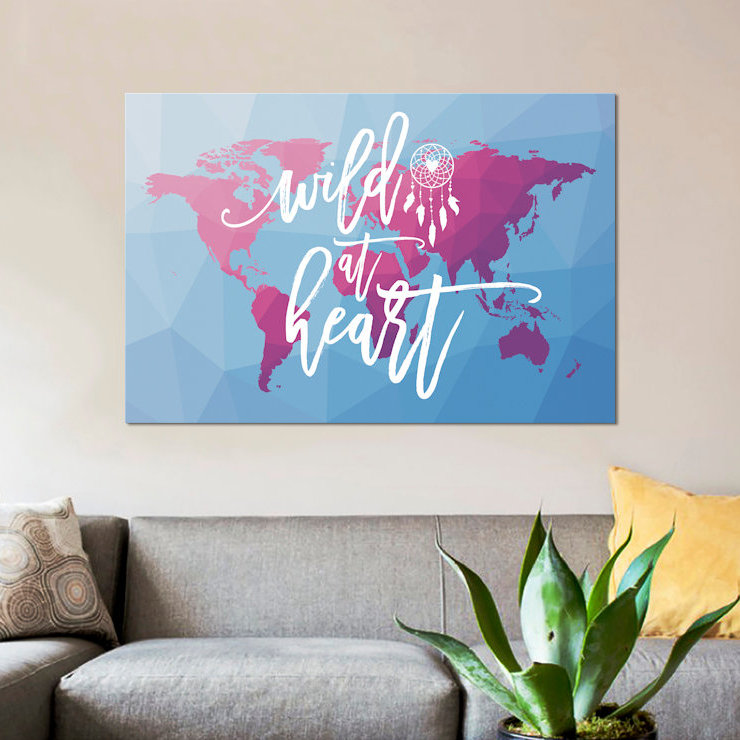 «Geo Map Boho I», impression sur toile, H 12 po x l 18 po x P 1,5 po, Pas de tapis, Toile tendue