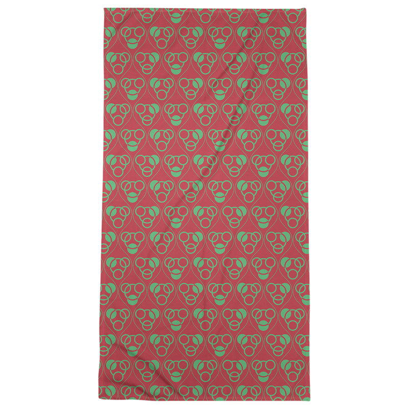 Bath Towel, Red/Green, Poly/Cotton