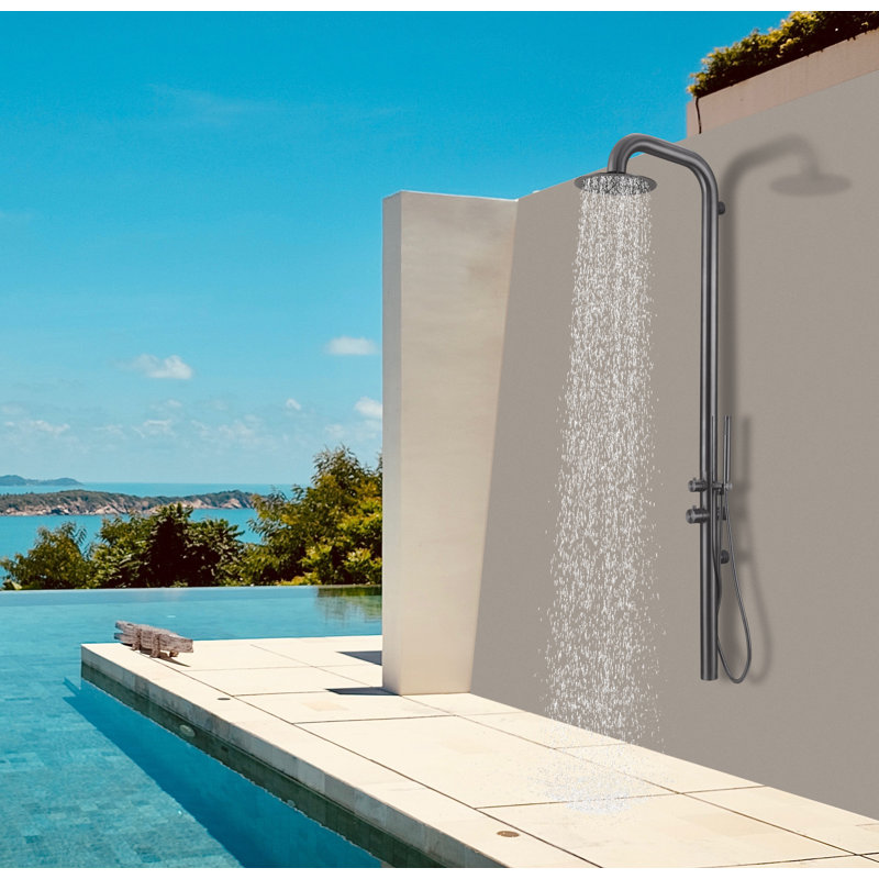 Gunmetal Gray Stainless Steel Outdoor Shower with Handheld