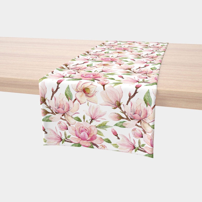 Rocton Magnolia Flowers Table Runner, 72" x 12"