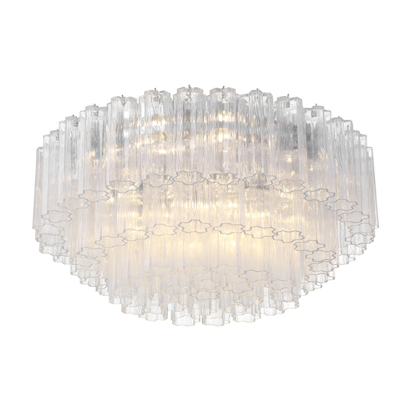 Shaurya 16 Light Aged Brass Flush Mount, Chrome poli / transparent