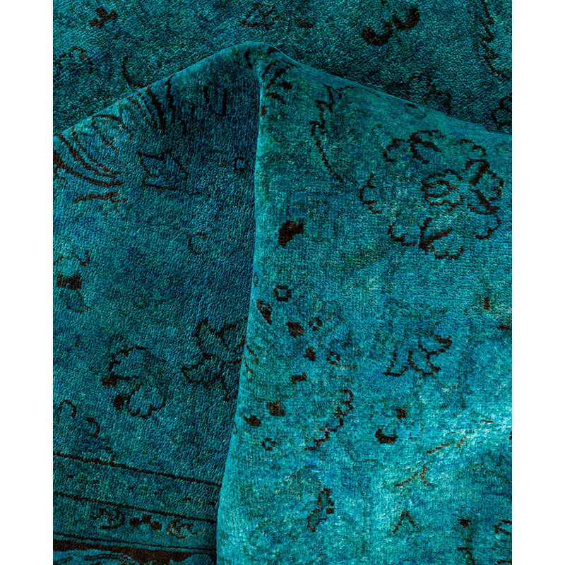 Overdyed Hand-Knotted Wool Modern-Contemporary Green Area Rug 6' 3" x 9' 1"