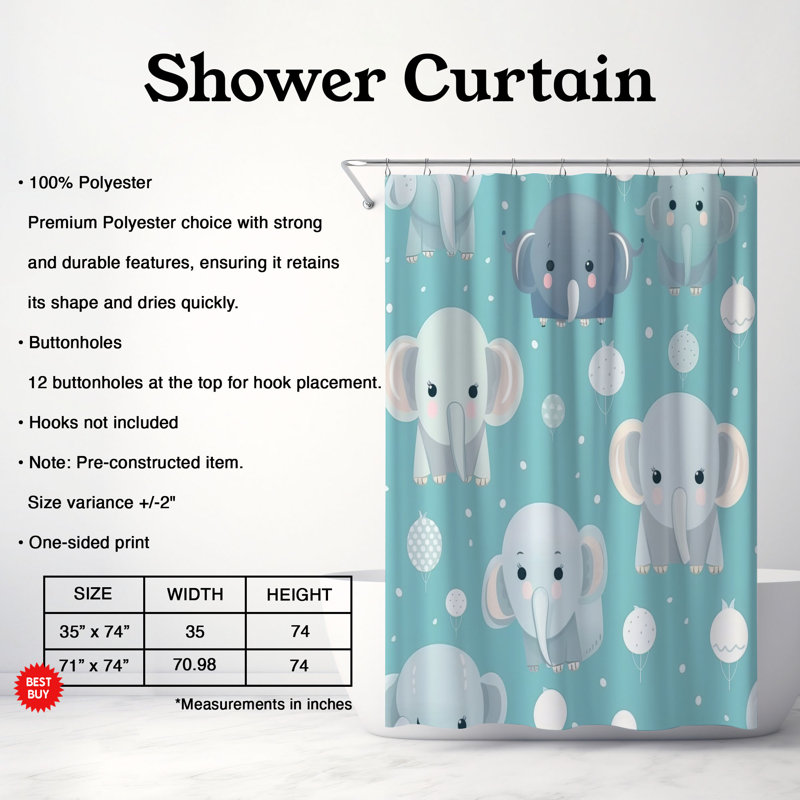 Cosy Space - Rideau de douche Premium, H 74 po x l 71 po