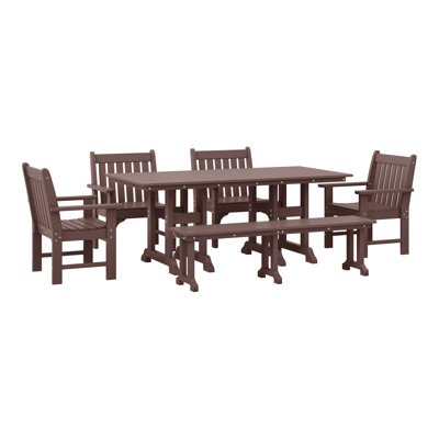 Laguna Poly Rectangular Table Garden Arm Chair Dining Set With Bench