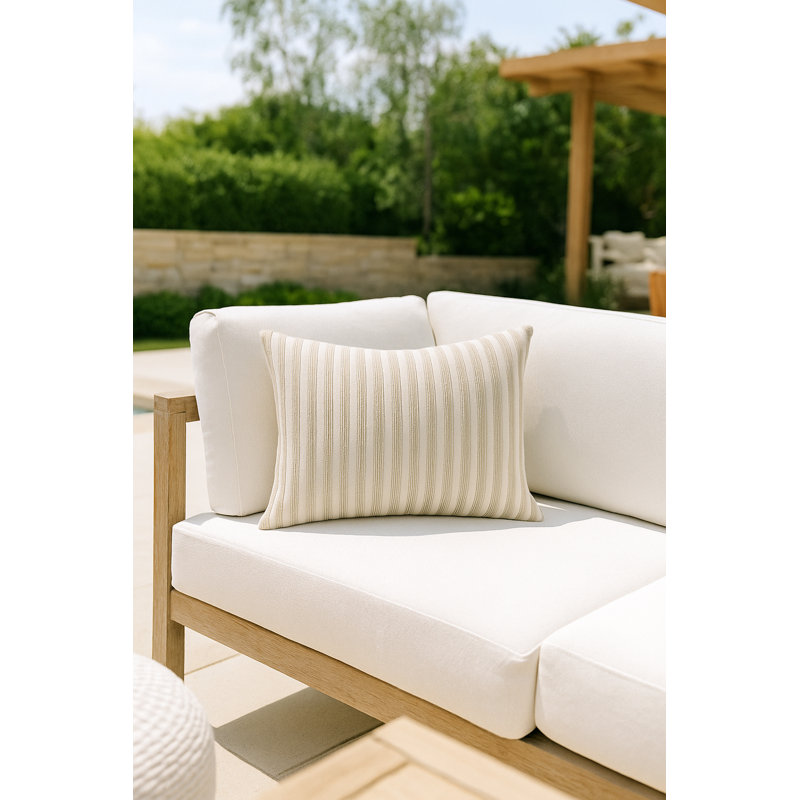 Outdoor Living Throw Pillow, Beige, Rectangular 14" H x 20" W