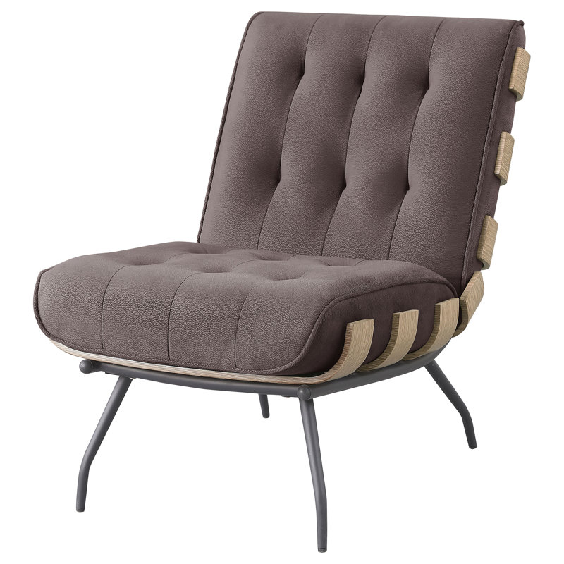 Josepa 23.50'' Wide Tufted Lounge Chair, Dark Brown Velet