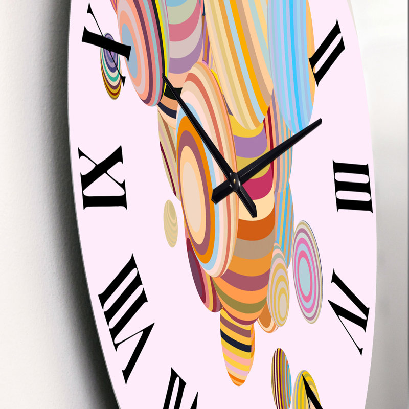 Illustration 3D de sphères multicolores II - horloge murale moderne, Petit