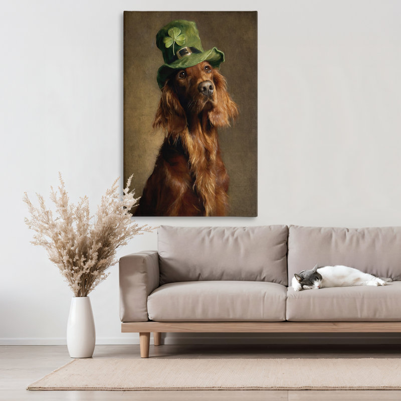Toile portrait The Setter irlandais, design par Tina LeCour, H 45 po x l 30 po