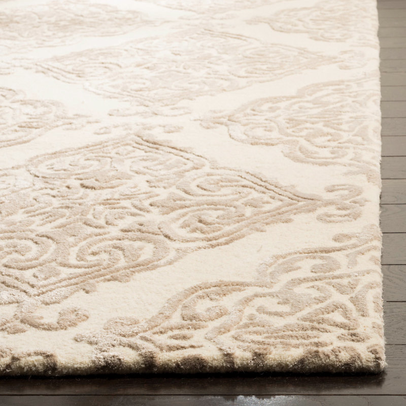 Tapis ivoire en laine touffeté à la main Bernon, Rectangle 4 pi x 6 pi