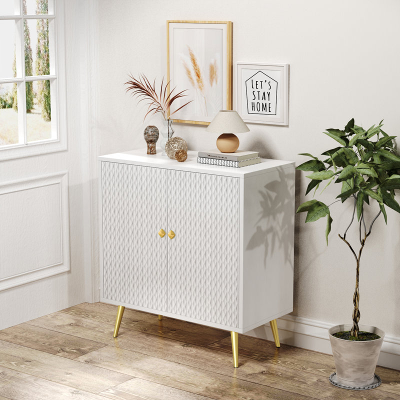 Buffet décoratif carré en fer 2 portes Lachonne, Blanc
