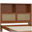 Lit simple en bois avec deux casiers de rangement, un tiroir et une tablette de rangement sur la tête de lit, lit plateforme multifonctionnel en rotin naturel-1866823254