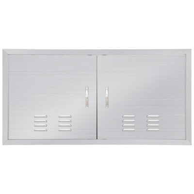 Professional Stainless Steel Double Access Door for Outdoor Kitchens – 201/304 Grade, Rustproof, Magnetic Seal, Ventilated, Flush-Mount, Modern Design