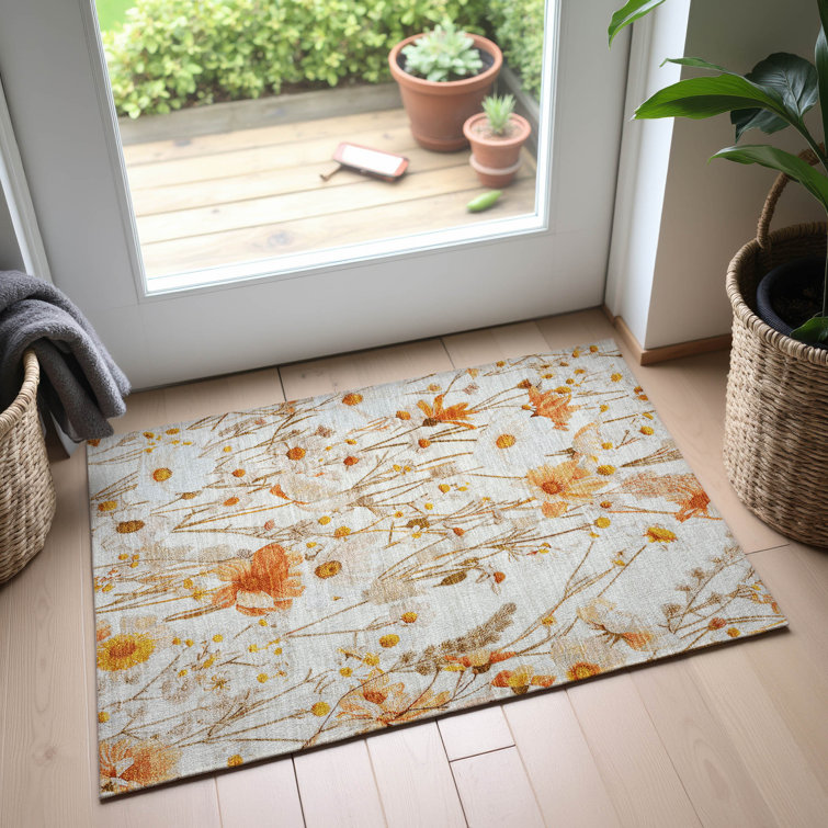 Premium Machine Washable Sykora AMF1500 Floral Rug