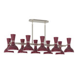 Clare Chandelier - 10-Light - Modern Brass - Baby Blue