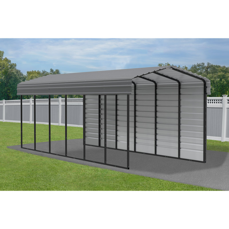 Abri d'auto en acier avec 1 ensemble de parois latérales, 10 x 29 x 9, Noir