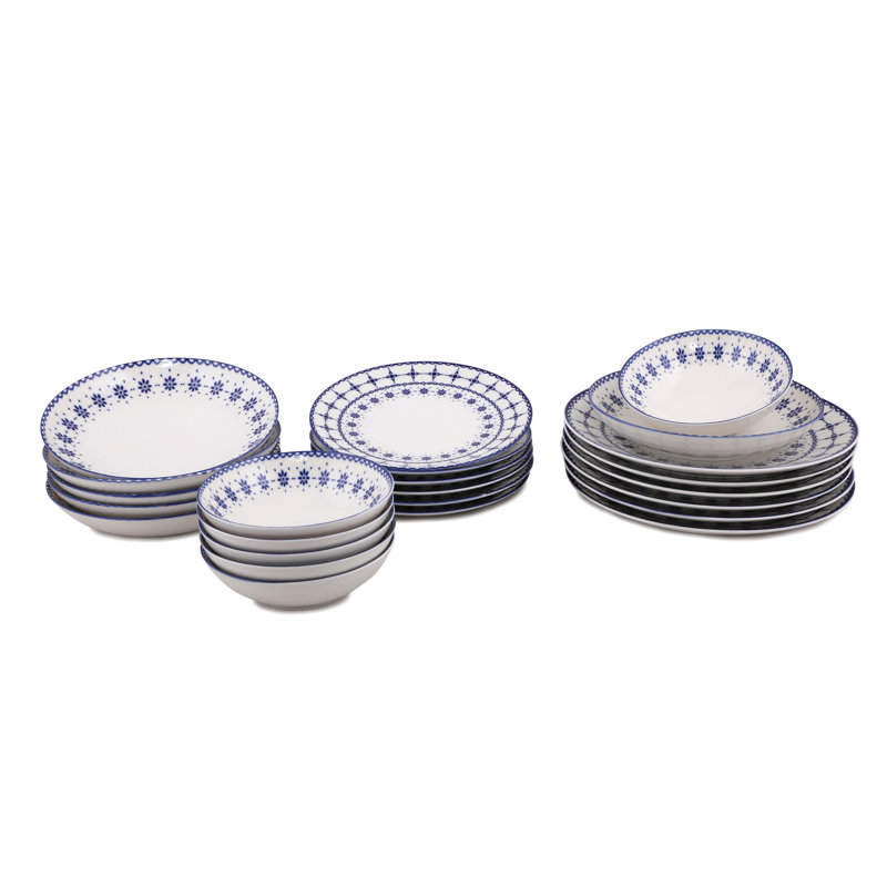Epperson Piece Porcelain China Dinnerware Set - Service for 6