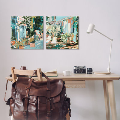  "Plants on Town Buildings", ensemble de 2 toiles murales par Melissa Wang