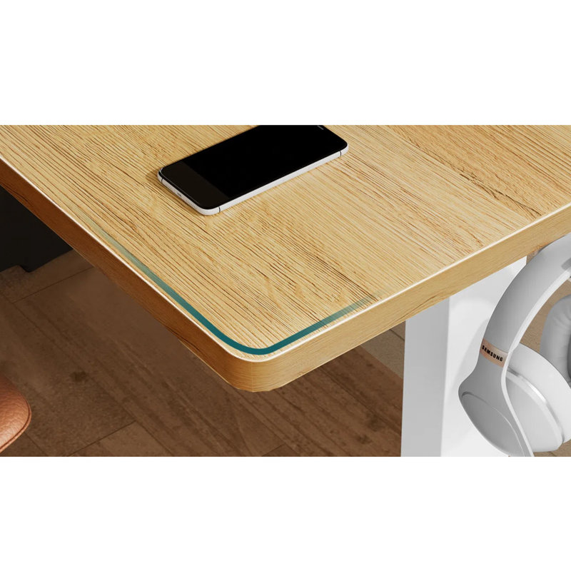 Electric 63" Adjustable Standing Desk with 3 Memory Presets, Ergonomic Computer Desk, Wood/White