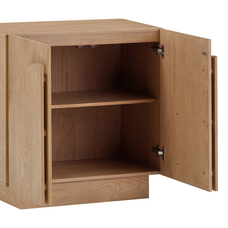 Armoire d'appoint à 2 portes en bois massif Eastampton (ensemble 3 pièces), Chêne brut