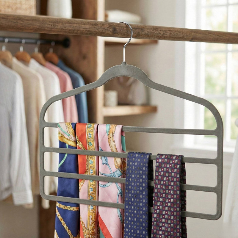 Velvet 4-Bar Trouser Hangers, 4, Gray