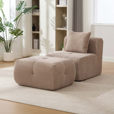 Fauteuil d'appoint modulaire sans accoudoirs avec repose-pieds 30,5 pouces Cloud, avec siège profond pour espaces de vie modernes, aucun assemblage requis