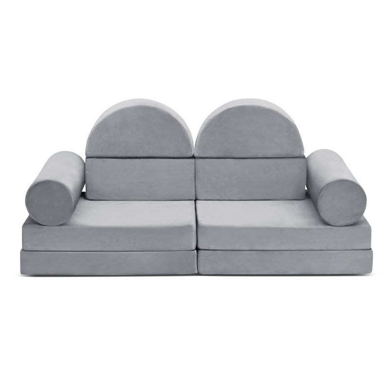 10-Piece Modular Kids Play Sofa For Playroom, Grey