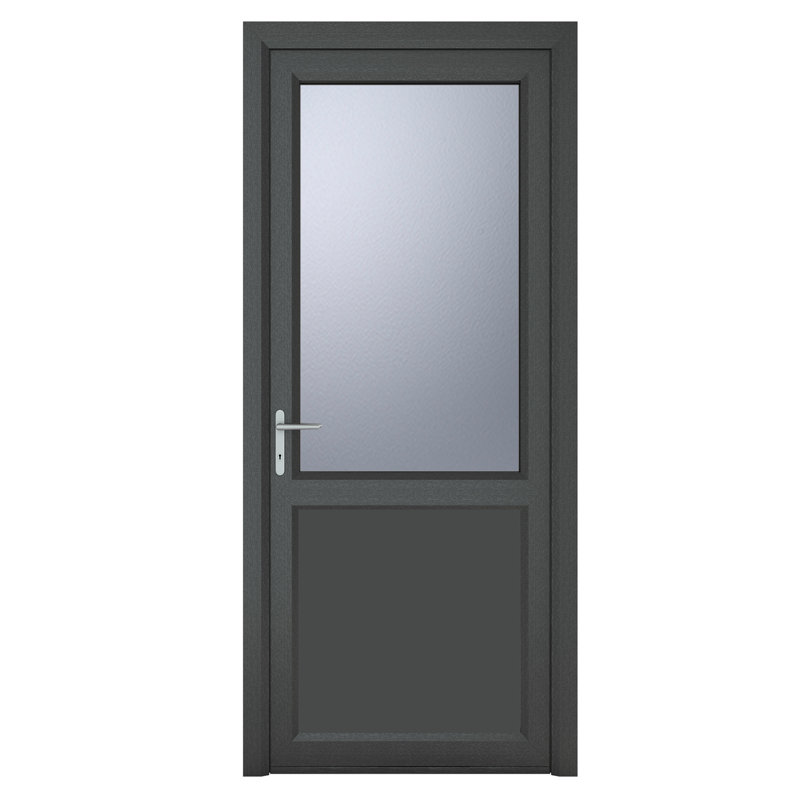 Upvc Single Door, 209cm H x 89cm W x 7cm D, Grey, Right Hand/Inswing