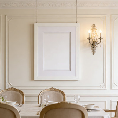 Cadre photo à double passe-partout avec conception à flotteur pour fixation murale ou de table, cadre en bois massif blanc avec verre de protection