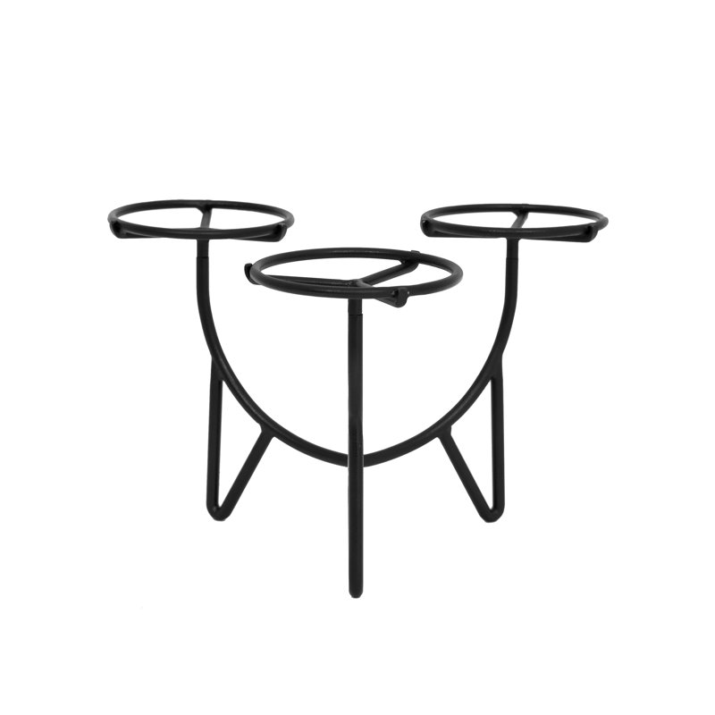 Black Iron Mid-Century Modern Triple Plant Stand