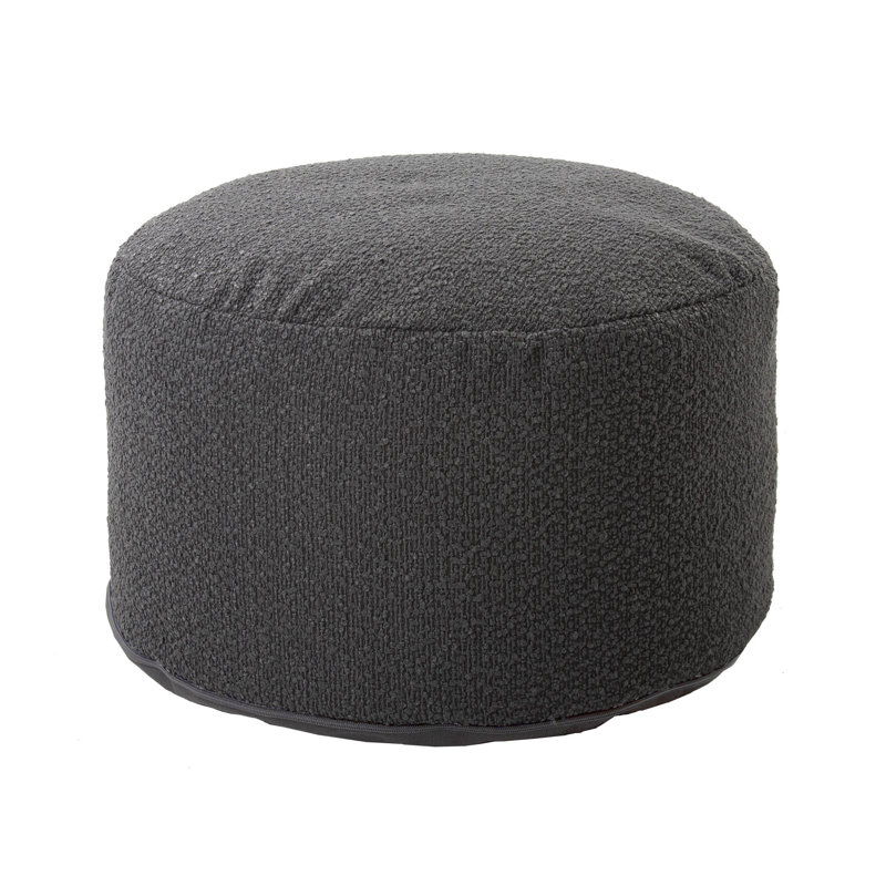 Upholstered Pouf, Barbet Charcoal Polyester, 12" H x 22" W x 22" D 