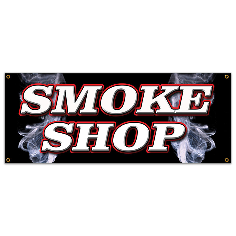 Enseigne de bannière Smoke Shop, H 18 po x l 48 po x P 0,1 po