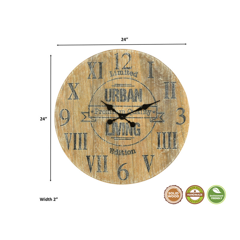 Horloge murale en bois massif Jaydynn
