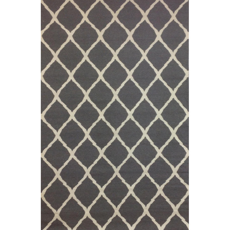 Tapis gris / ivoire tissé à la main et à plat Abbott, 8 pi x 10 pi