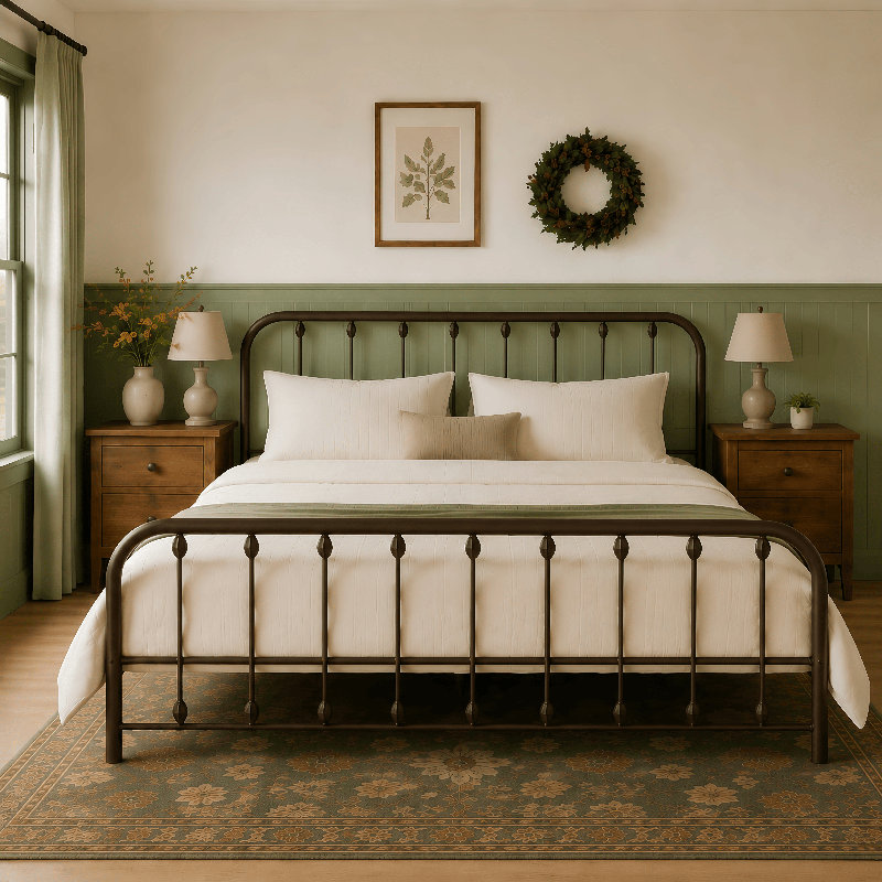 Keyesport Metal Platform Bed, Brown, King