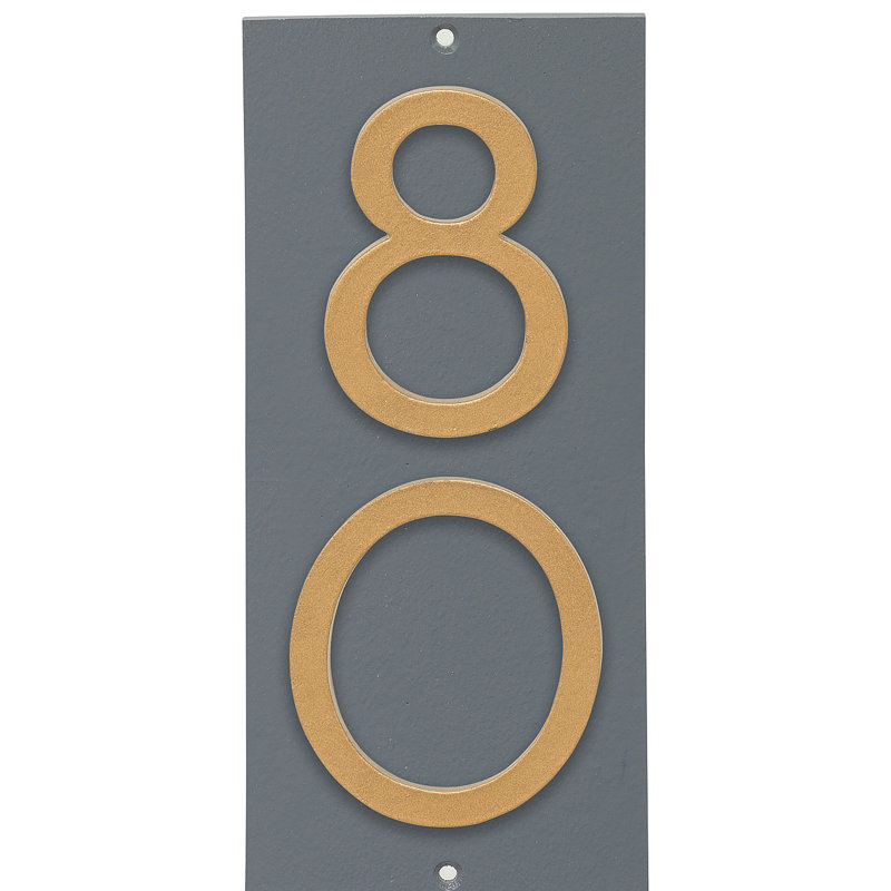 Plaque d'adresse murale flottante sur 1 ligne, Gris, Or, Oui