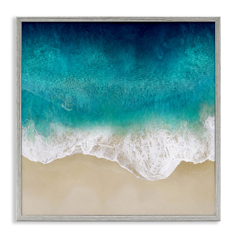 Art numérique de la marée bleue tropicale aérienne par Maggie Olsen, Estampe numérique Farmhouse, H 17 po x l 17 po